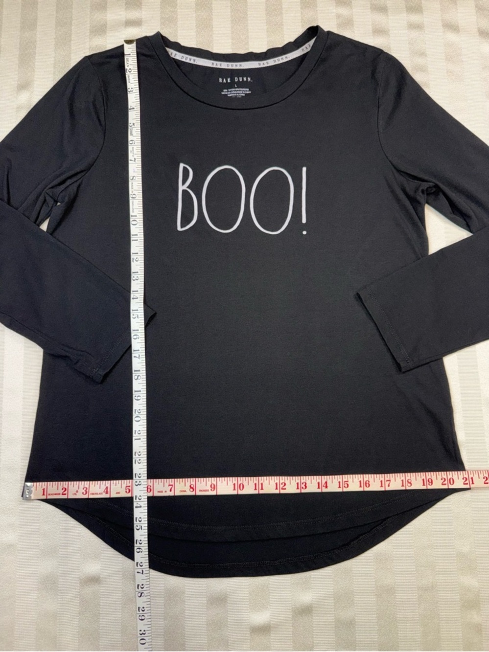 Rae Dunn BOO! Graphic Halloween Long Sleeve Shirt Size Large Spooky - Picture 6 of 10